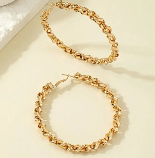 Golden Braided Hoops