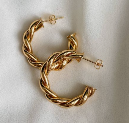 Golden Twisted Hoops